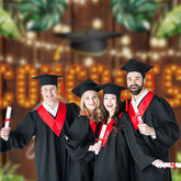 Aperturee - Monstera Wood Wall Congrats Grad Backdrop For Photo